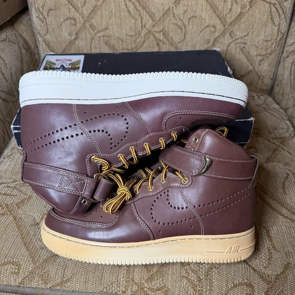 2010 NIKE AIR FORCE 1 High Premium Work Boot 386161-600 Size 9 W/‎ Box!